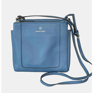 Nanette Lepore Massena Tripple Section Blue Crossbody Bag Purse EUC